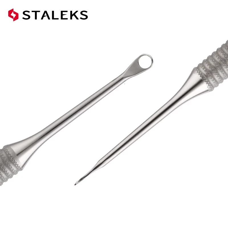 STALEKS Manicure Dead Skin Double-Headed Steel Push Ring-shaped Push Flat Push Nail Tool blackhead removal Tools PE-51-1 240627