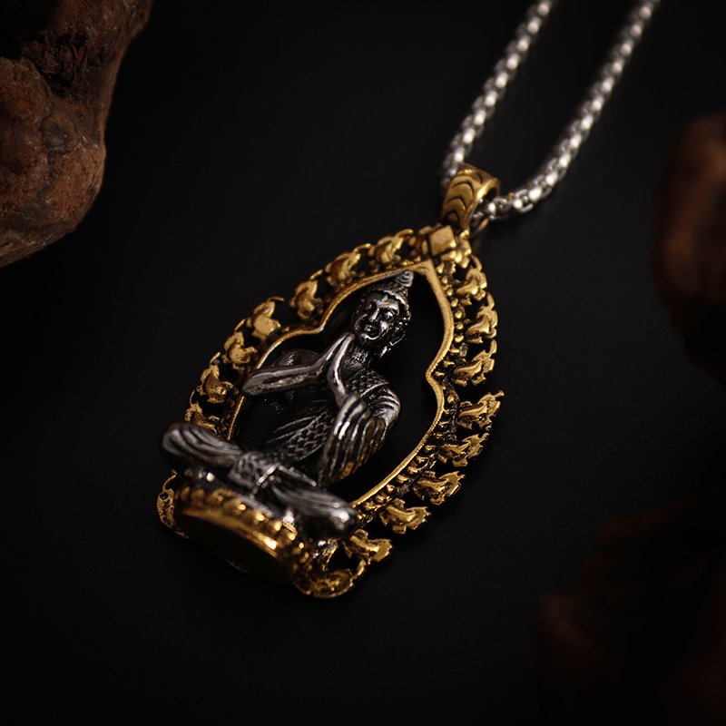 Classic Vintage Buddhist Buddha Pendant Necklace for Men Women Trendy Street Party Amulet Jewelry Gift