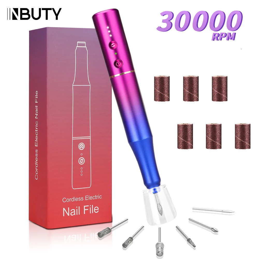INBUTY Electric Nail Drill Machine 30000RPM Nail Sander for Acrylic Gel Nails Portable Manicure Pedicure Polishing Shape Tools 240627