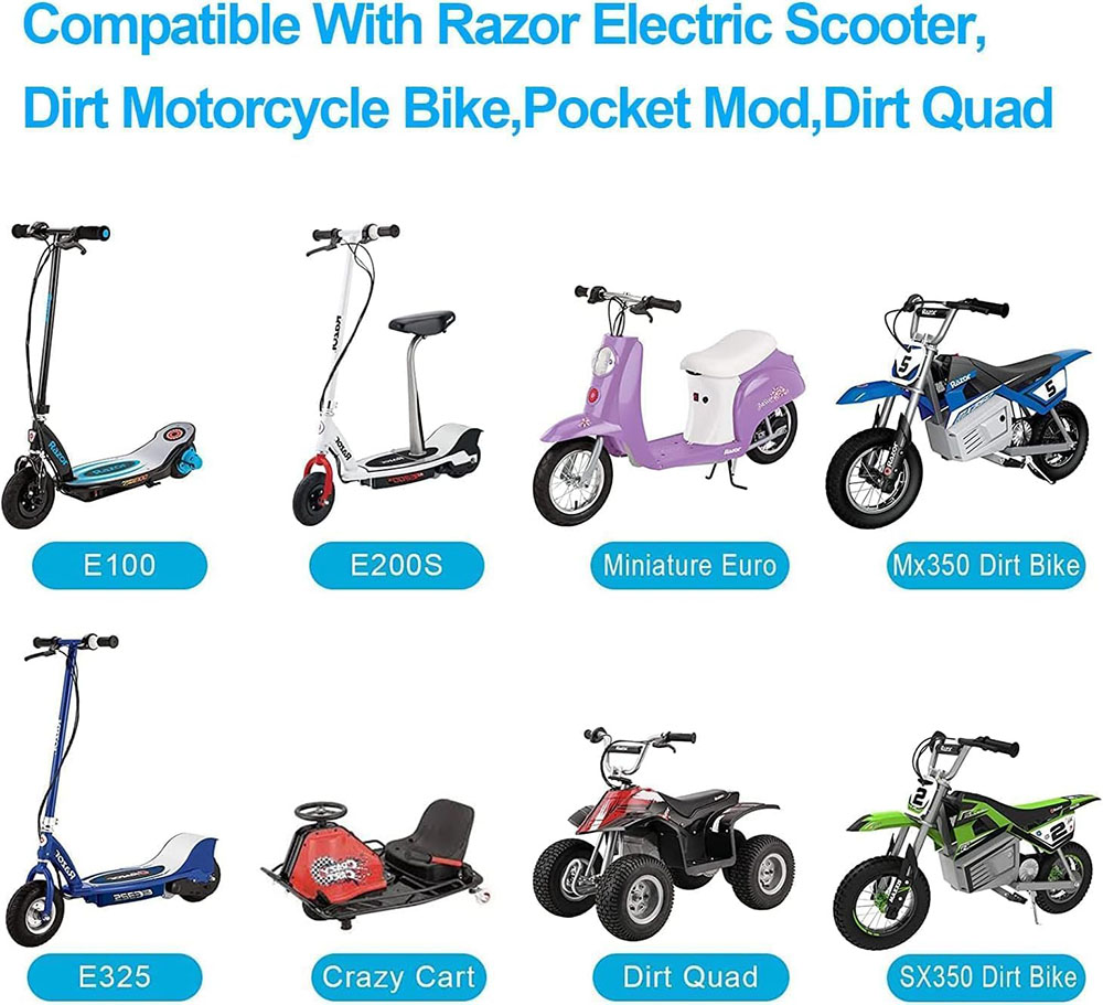 24V Scooter Battery Charger for Razor Dirt Bike E100 E200 E300 E125 E150 E500 PR200 & mx350 Pocket Mod/Sports Mod & Dirt Quad