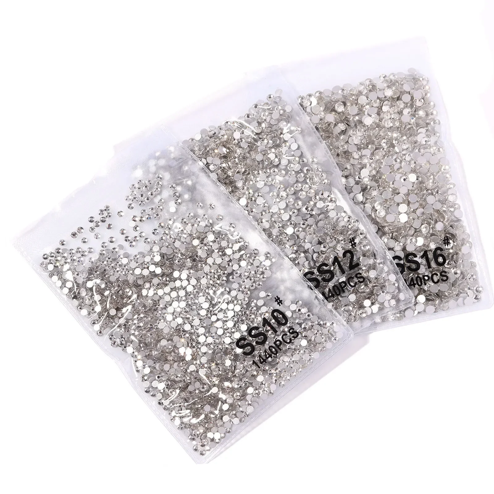 ss3-ss8 1440pcs Clear Crystal AB Gold 3D FlatBack Nail Art Rhinestones Decorations Nail Charms Shoes and Dancing Nail Decoration