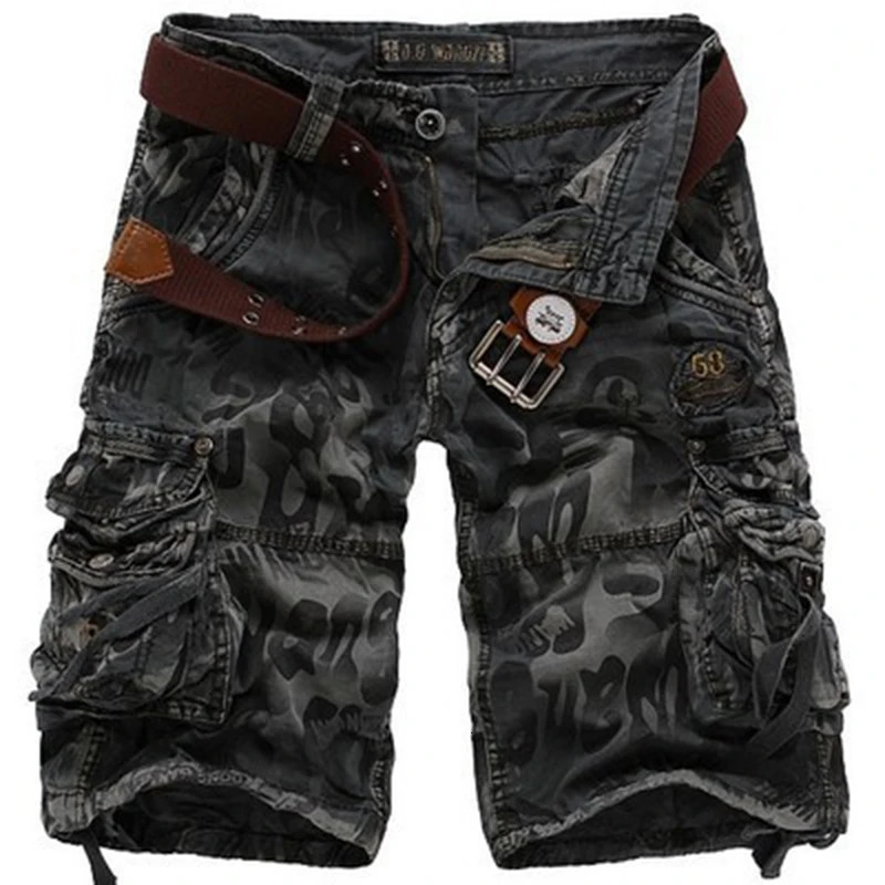 High Quality Camouflage Loose Cargo Shorts for Men Summer Fashion Tactical Camo Multiple Pockets Pants 240620