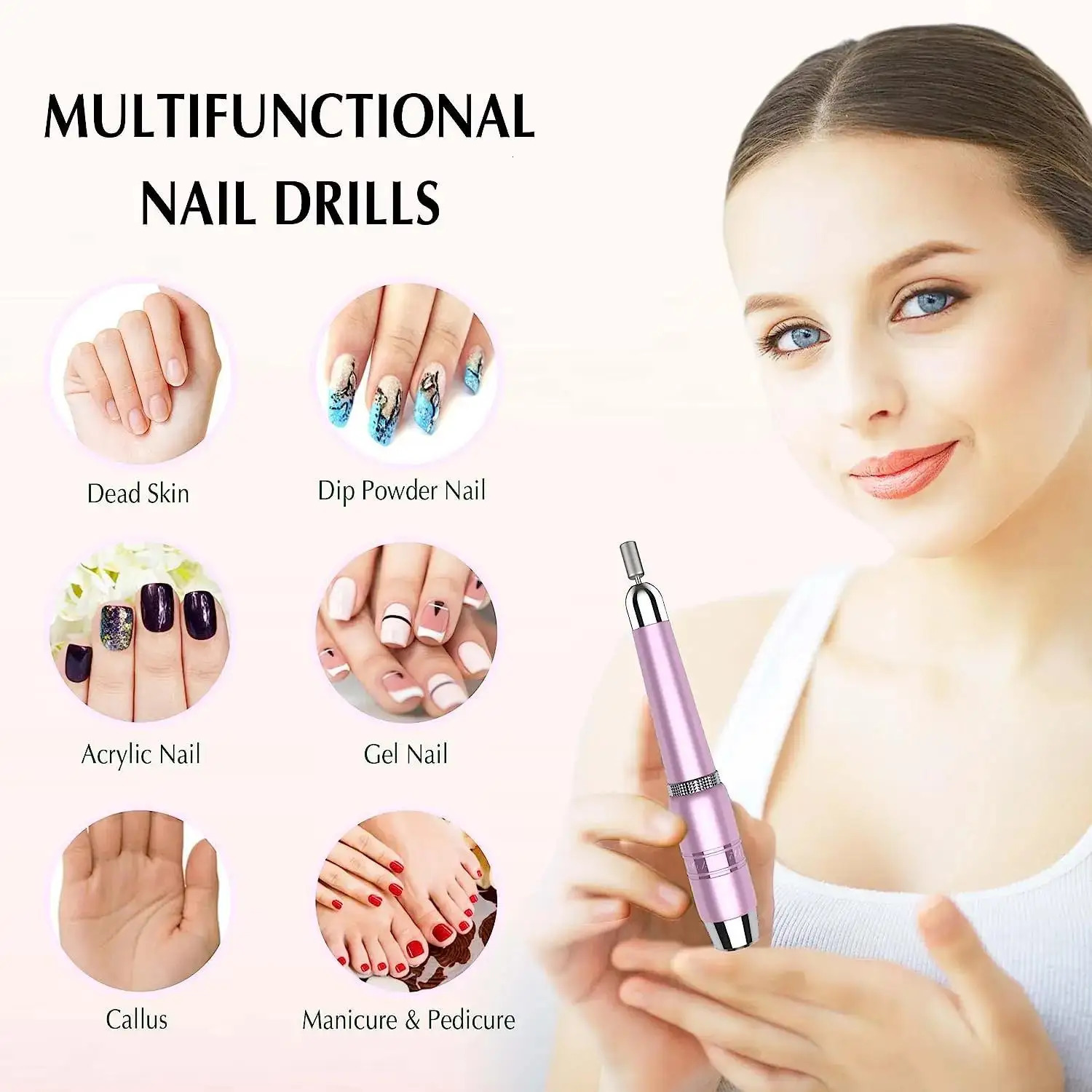 20000RPM Electric Nail Drill Kit with LCD Display Rechargeable Nail File Manicure Accessory for Acrylic Nail Gel Polish Removal 240627