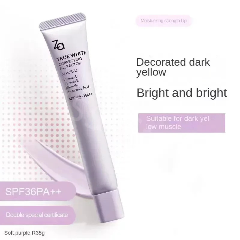 Za Isolation Cream Primer 3-in-1 Invisible Pores Brightening Complexion Concealer Base Makeup with Effect 240627