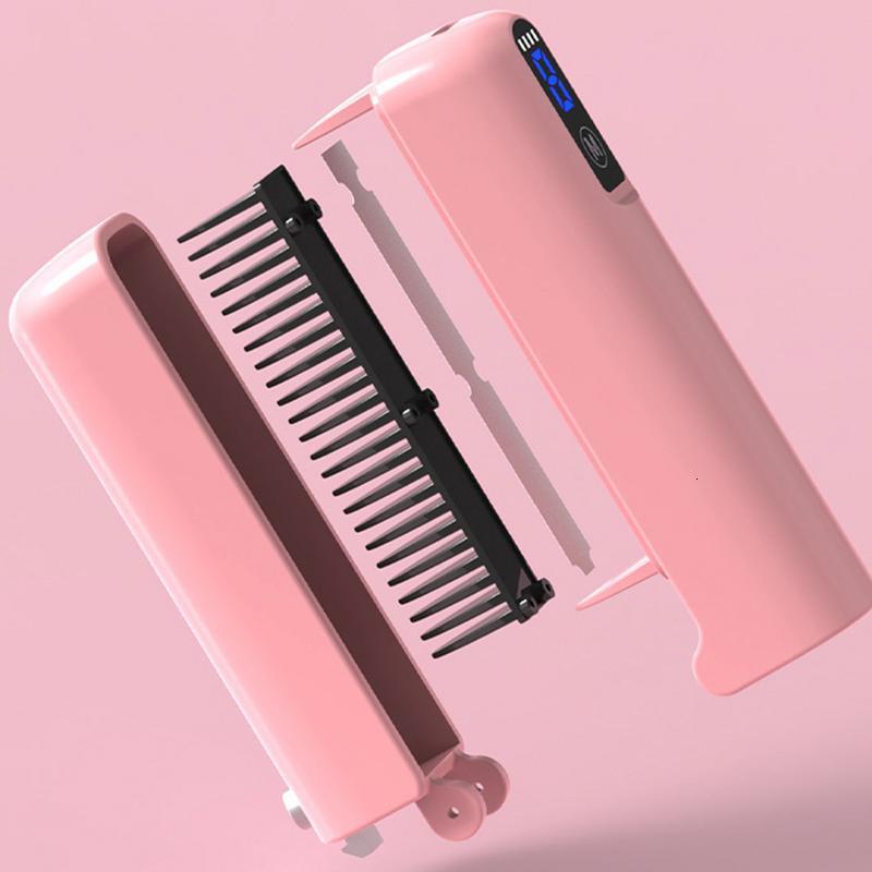 Wireless Straightening Anti-Scald Frizzy Fast Heated Brush Mini Hot Comb Ionic Hair Straightener F628-35