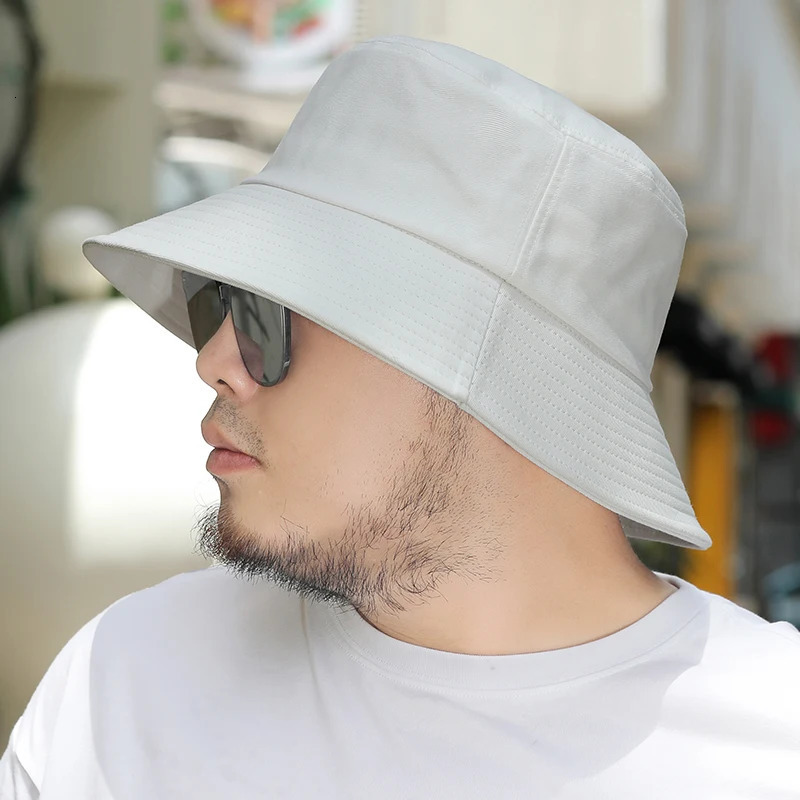 Big Head Man Large Size Sun Hat Women Summer Fisherman Hat Adult Cotton Panama Cap Plus Size Bucket Hats 52-56cm 57-63cm 240626
