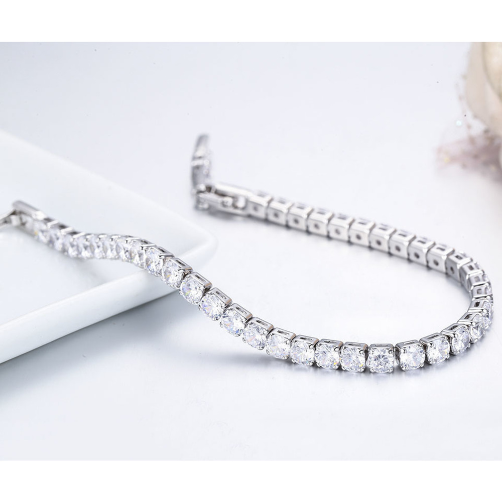 4mm 17cm Round CZ Chain Gold Color Tennis Bracelet Bangles For Women Girls Gift Jewelry Braceletes Pulseras Bracciali Donna