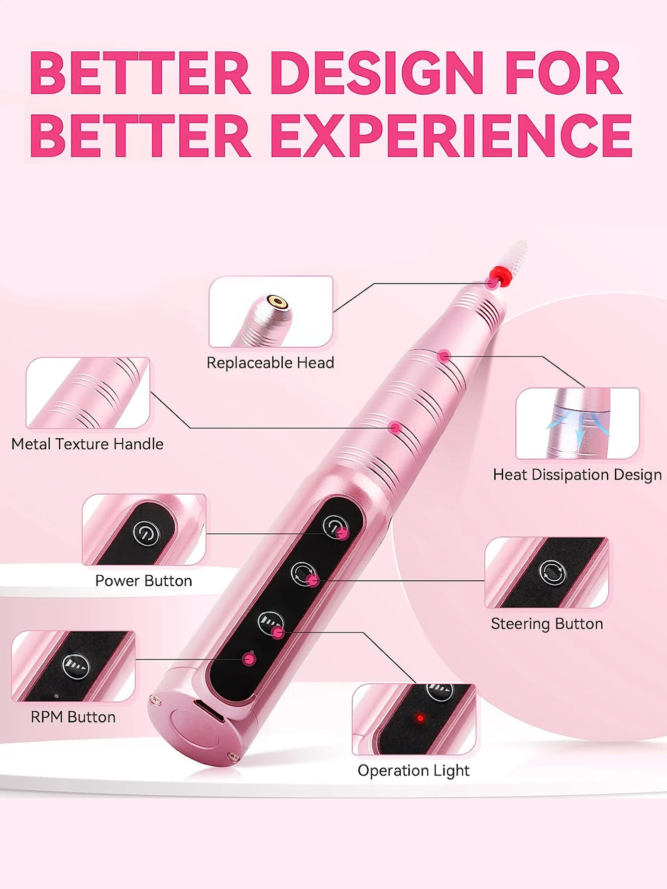 Professional Wireless 35000RPM Rechargeable Electric Nail Drill Machine Multifunctional Nail Polishing Manicure Machine Supplies 240627