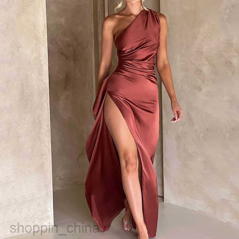 Basic Casual Women Dresses Women's Long Dress Summer Sexy One Shoulder Sleeveless Backless Solid Color Dress