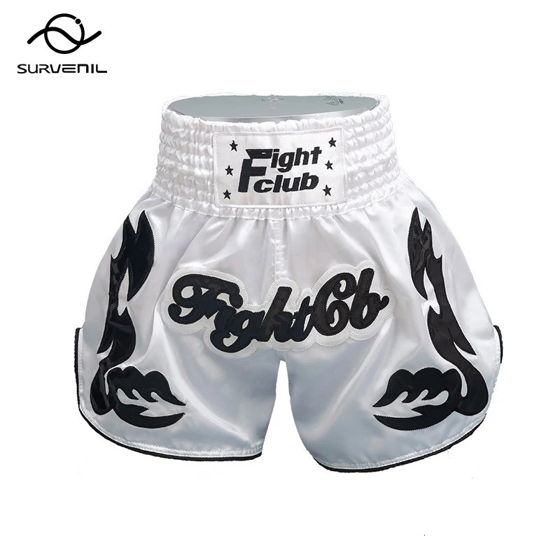 Muay Thai Shorts Men Kids Boxing Shorts Women Embroidery Satin Kickboxing Pants MMA Shorts Sanda Grappling Fight Training Wear 240615