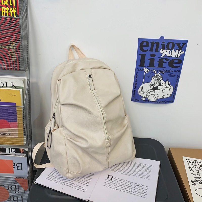 Unisex Backpack Casual Fashion Large Capacity School Simple Trendy PU High Quality Travel Couple Bag H6.28#40 ddmy 9fd9