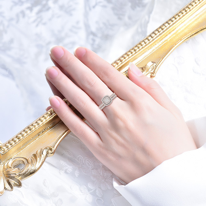 Szjinao Classic Rose Gold Color Wedding Rings for Women Men Solid 925 Sterling Silver Ring Sets Bohemia CZ Diamant Fine Jewelry