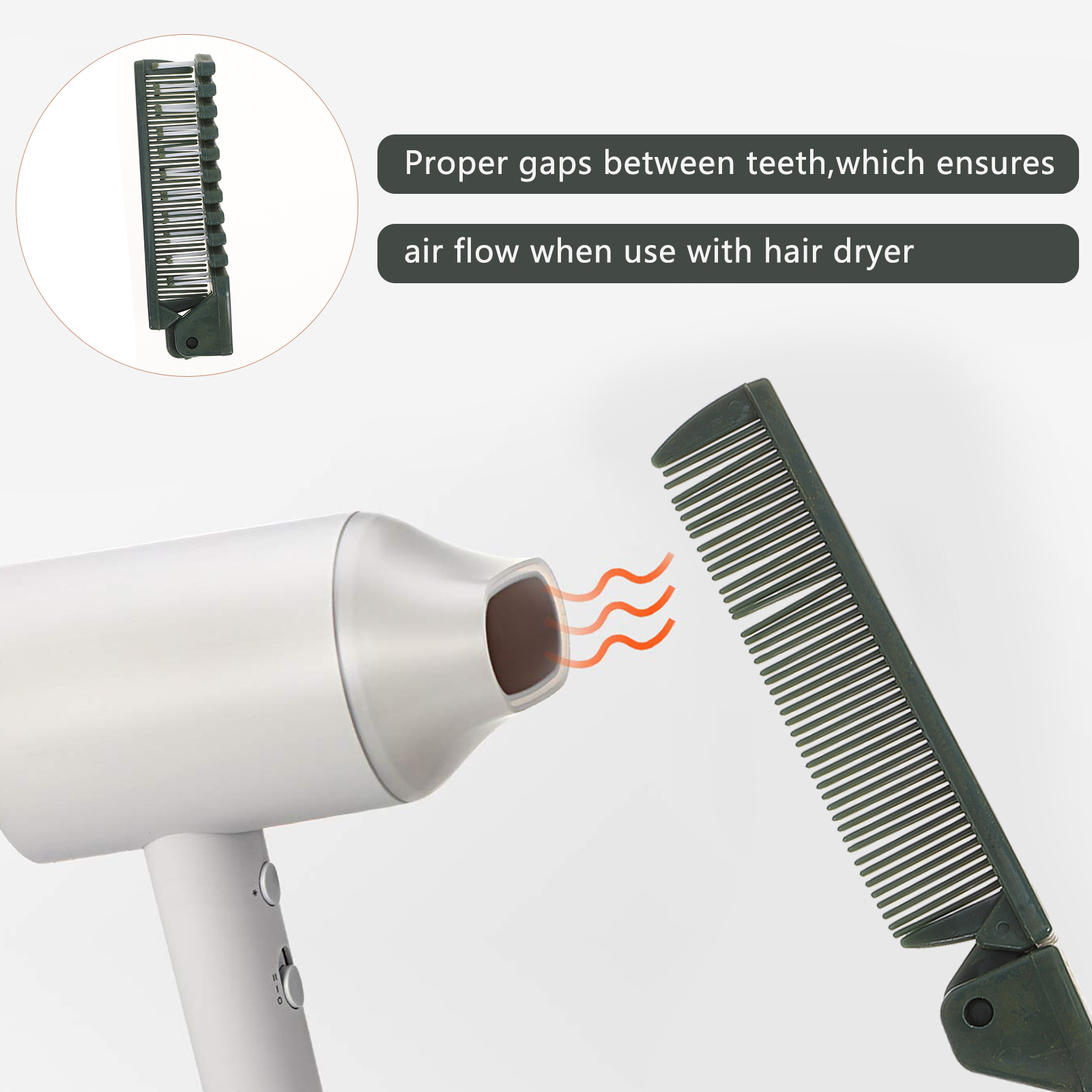 8 Pcs Folding Comb Anti-static for Curly Hair Straightener Plastic Double-Heade Foldable