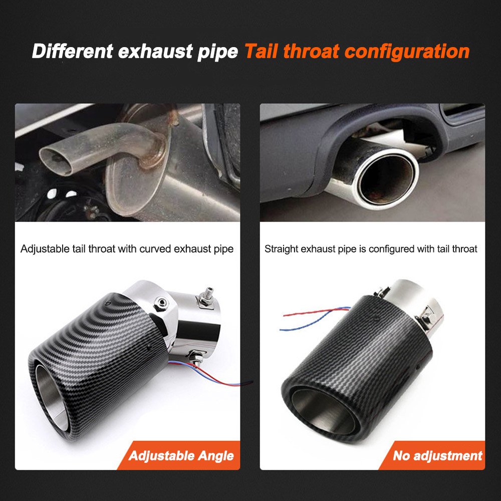 Universal Car LED Exhaust Muffler Tip Pipe Red/Blue Light Flaming Straight Modified Single Exhaust Pipe Tail Throat ID 63mm