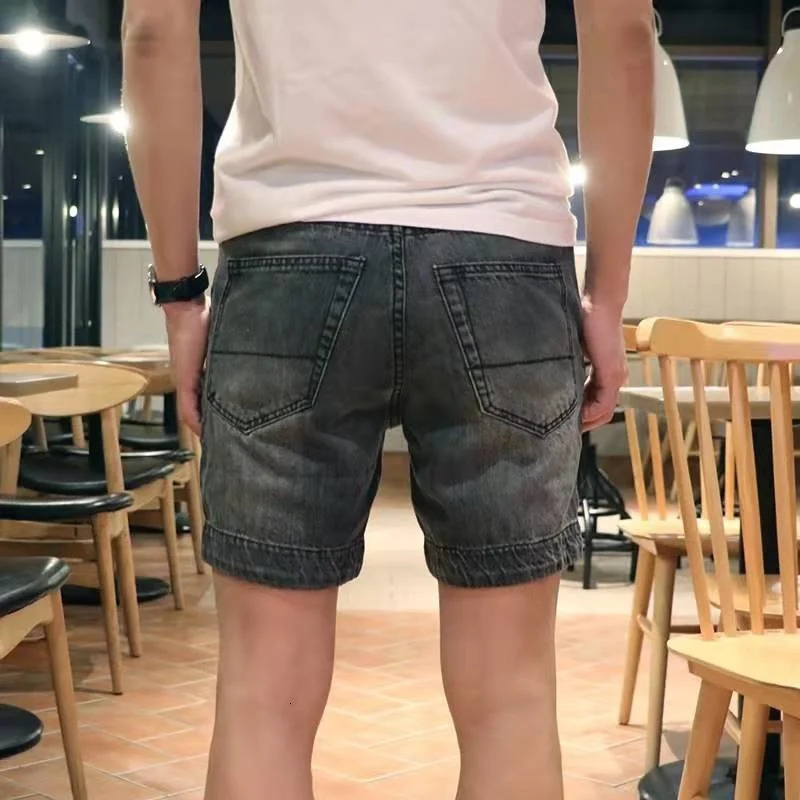 Summer Invisible Zipper Open Crotch Shorts Outdoor Sex Vintage Jeans Male Denim Casual Knee Length Men Clothing Plus Size 240619