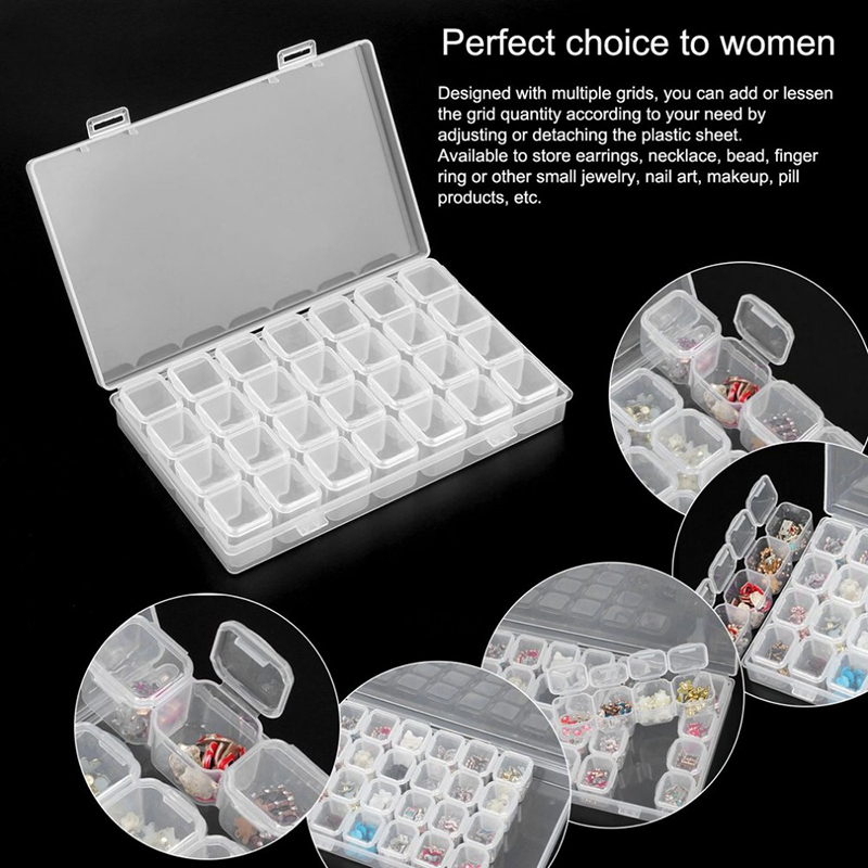 28 Slots Plastic Storage Box Diamond Painting Kits Nail Art Rhinestone Tools Beads Storage Boxes Case Organizer Holder Sale