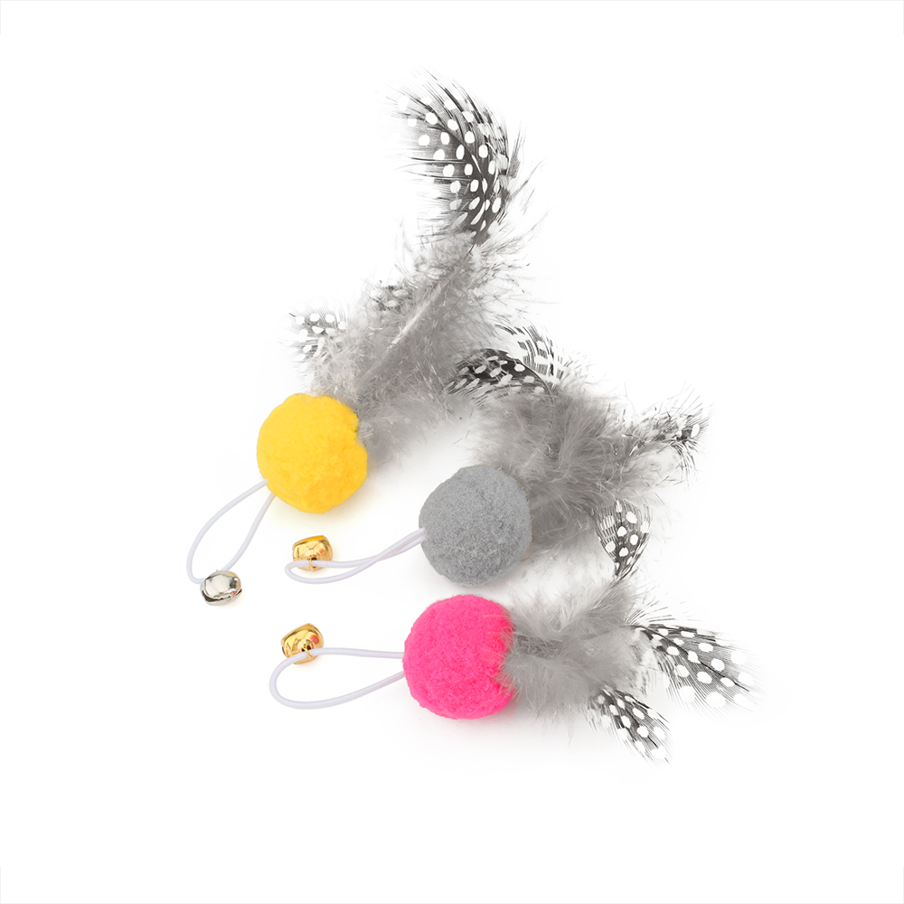 5pcs Feather Ball Accessories For Cat Toy Funny Cat Stick Replace Plush Mouse Teaser Stick Replacement Interactive Pet Toy