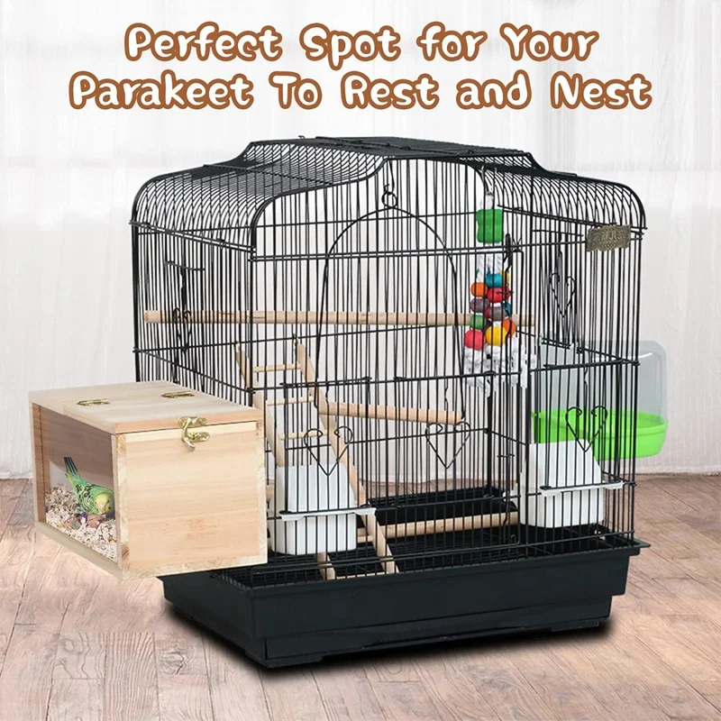 Bird Wood House Cage Parrot Nesting Transparent Lovebirds Box For 1 Parakeet Piece Breeding Cockatiel
