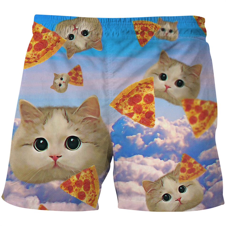 Kids Baby Galaxy Animal Cat Pizza 3D Print Beach Shorts For Boys Girls Summer Children Casual Swimming Clothes Dry Quickly Pants