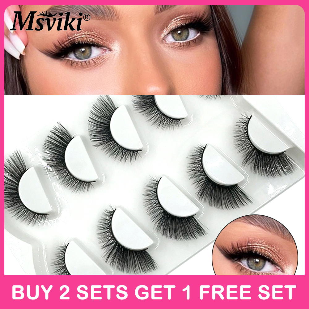 8-15MM Cat Eye Mink Lashes Bulk Wholesale 5 Pairs Winged End Eye Elong Half False Eyelashes Natural Faux Mink Eyelashes Makeup