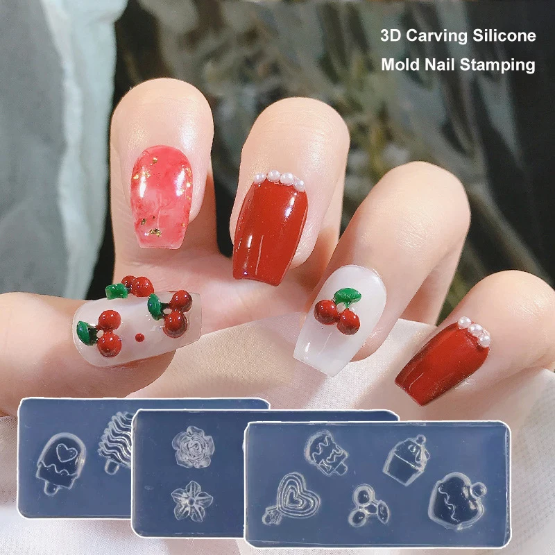 3D Carving Silicone Mold Bear Butterfly DIY Silicone Stereoscopic Nail Adornment UV Gel Acrylic Crystal Nails Template Nail Art