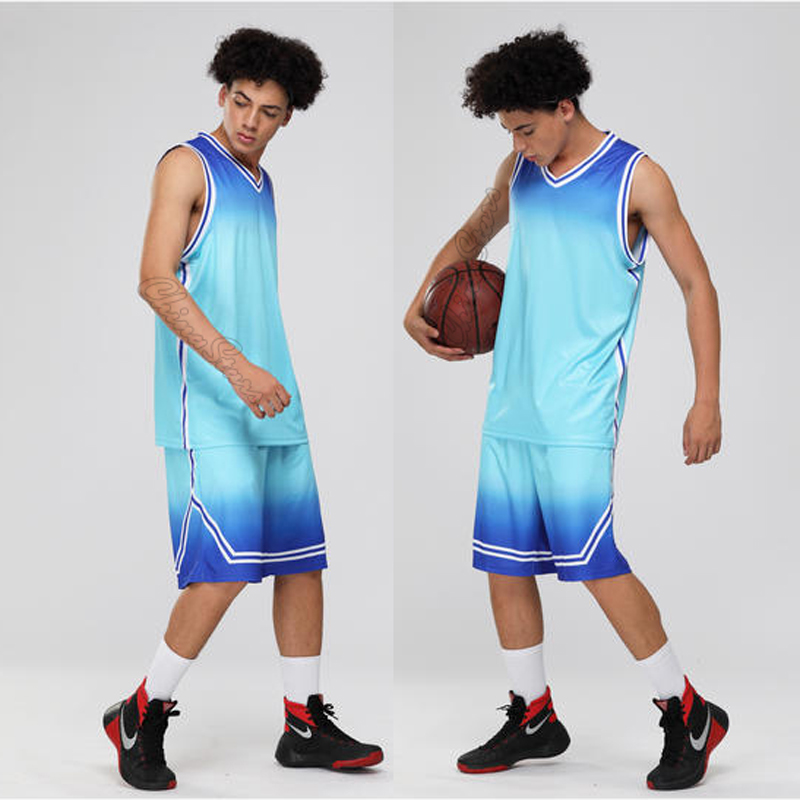 Men & Child Gradient Basketball Jersey + Short Sets , Youth Top College Basketball Training Uniforms Athlete Throwback Kits Suit