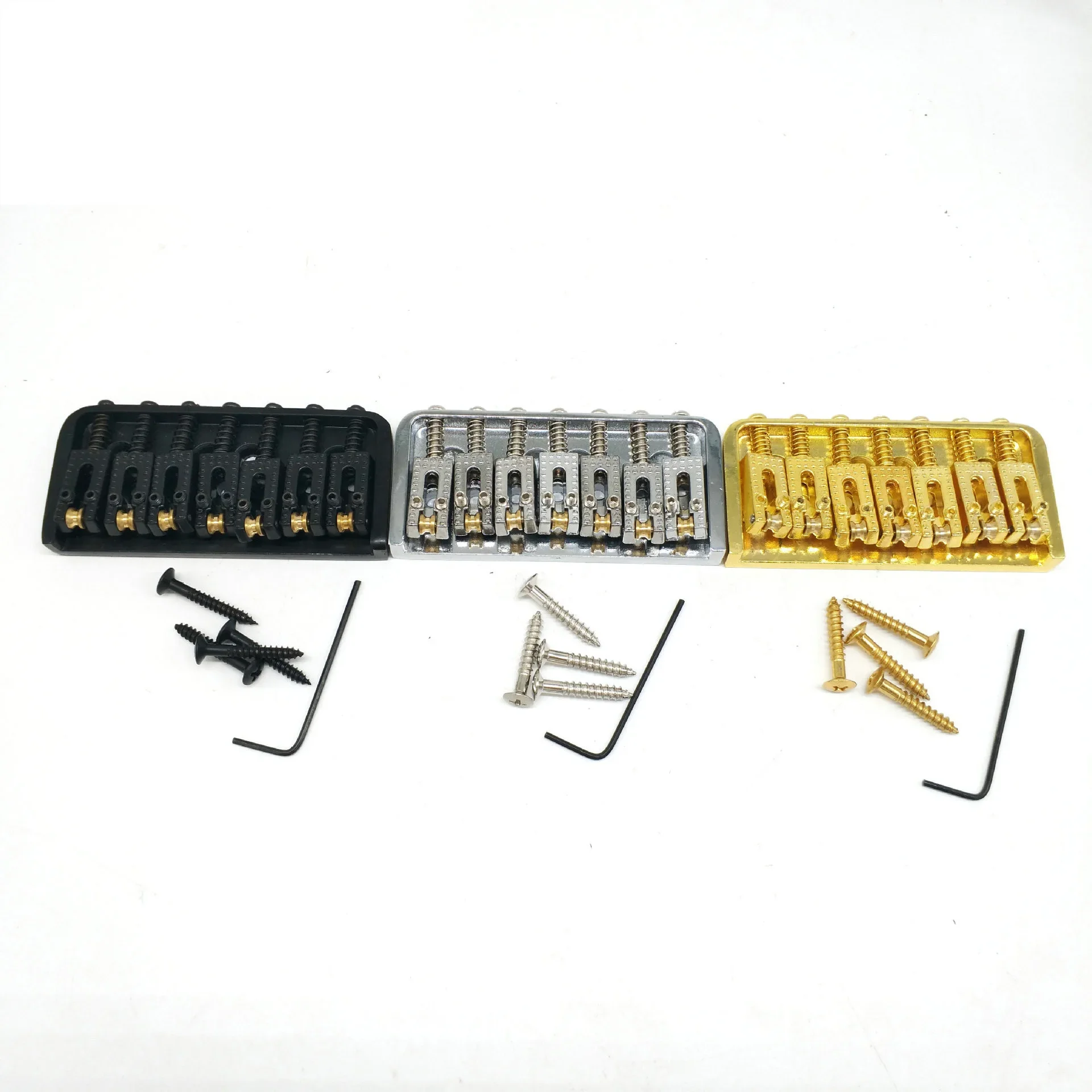 A Set Chrome Black Gold 7 Strings Electric Guitar Bridge Roller Saddle Accessories Parts