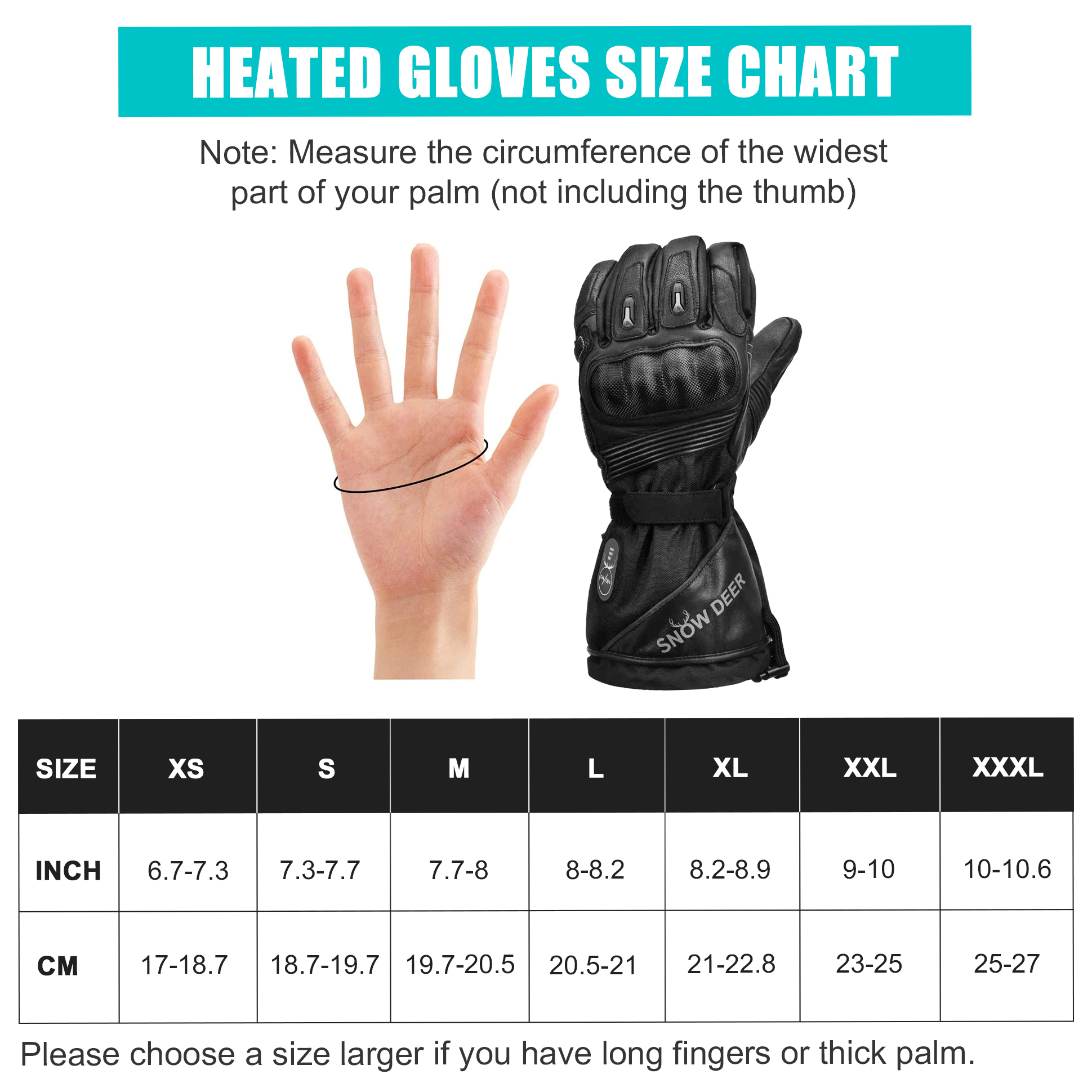 SNOW DEER Waterproof Heated Motorcycle Gloves for Men Motorcycle Glove Leather Genuine with Rechargeable Battery Biker Glove