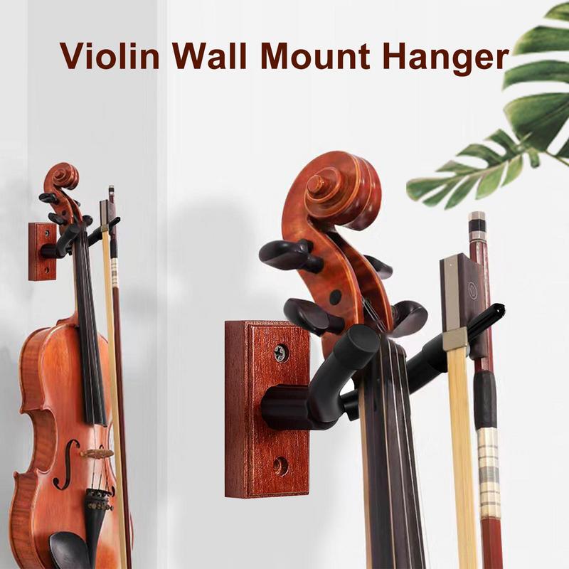 Violin Hanger Cello Wall Mount Violin Hanger Stand Wooden Viola Hook Hanger With Bow Hook Display Rack For Home Classroom