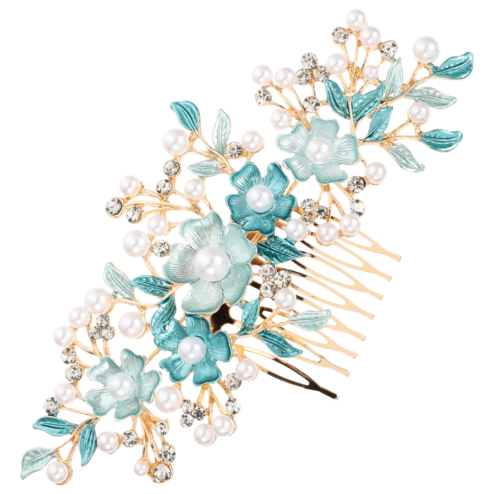 Hair Plug Tiara Headdresses for Women Rhinestone Comb Headgear Flower Bridal Headpiece Bride Hairpin