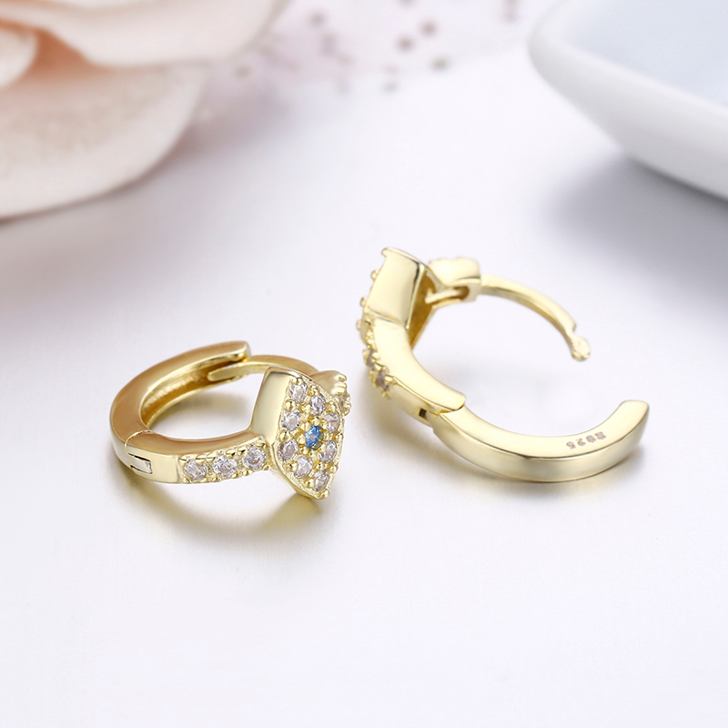 Cute 925 Sterling Silver Gold Color Evil Eye Loop Huggies Circle Small Hoop Earrings For Women Child Girls Kids Jewelry Kolczyki