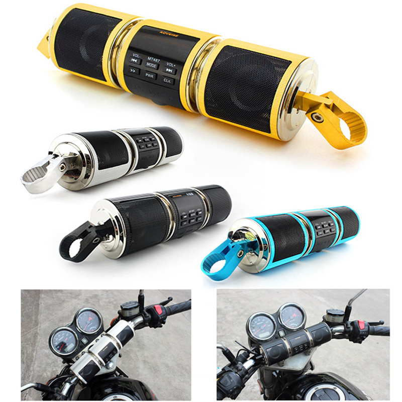 Motorcycle EDR Audio Speaker Water Resistant Motorbike Stereo FM Radio AUX USB TF Card Bluetooth-compatible MP3 Player MT487