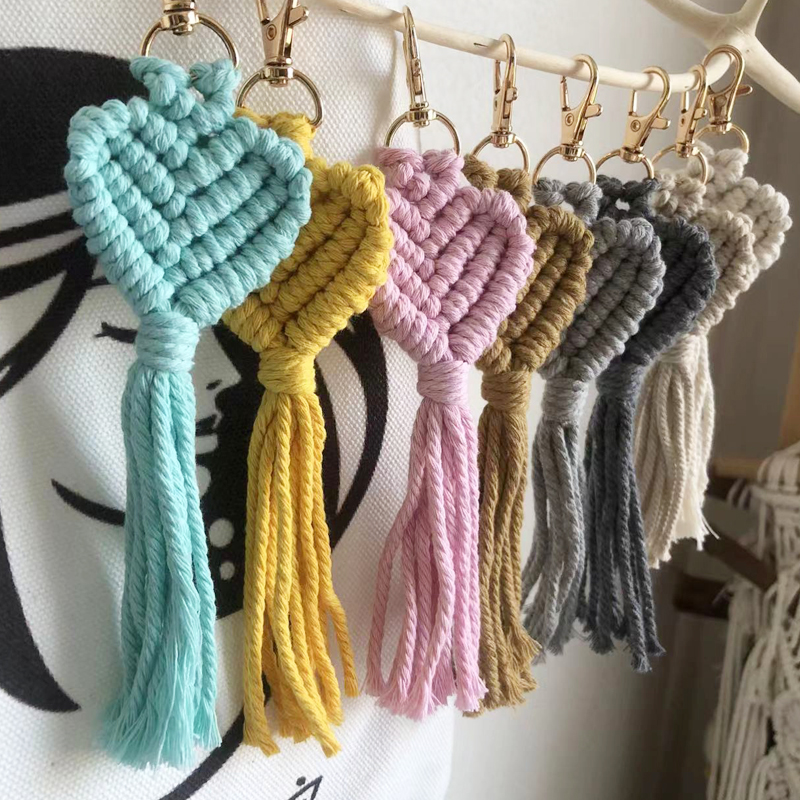 Macrame Hobo Keychain Handmade Heart-shaped Bag Pendant Car Keys Mother's Day gift Wedding Accessories Wholesale Wedding Gift