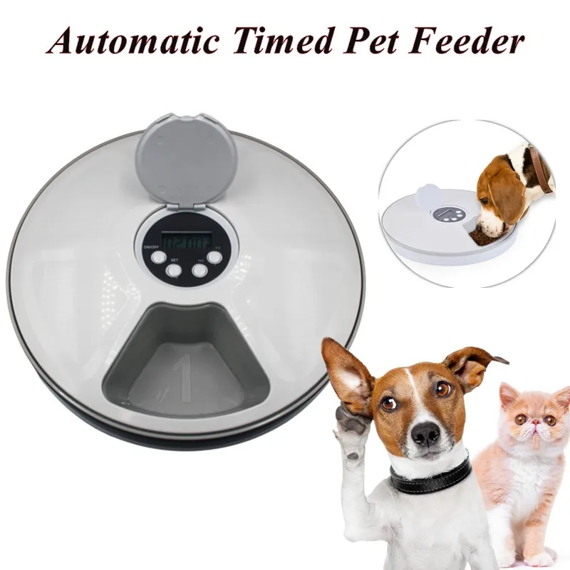 Dog Food Pet 40% Hours Electric Grids Cat Timing 24 6 Meals Automatic Feeder Supplies Dry Feed Off Dispenser Round