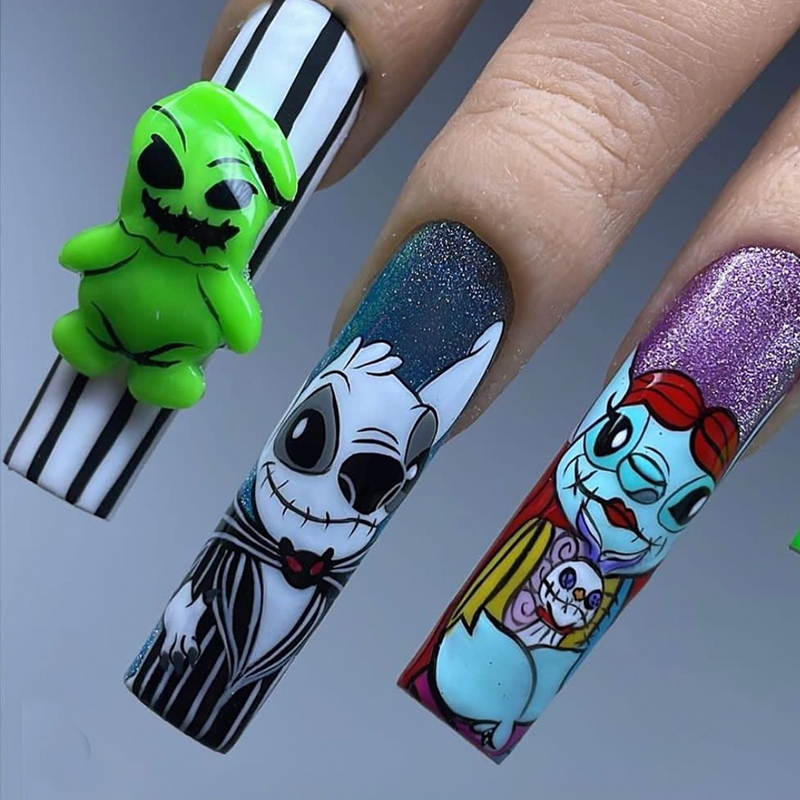 10pc 3D Ghostface Spooky Design Resin Nail Charm Halloween Decorations Gems Glitter Acrylic DIY Nail Art Accessories