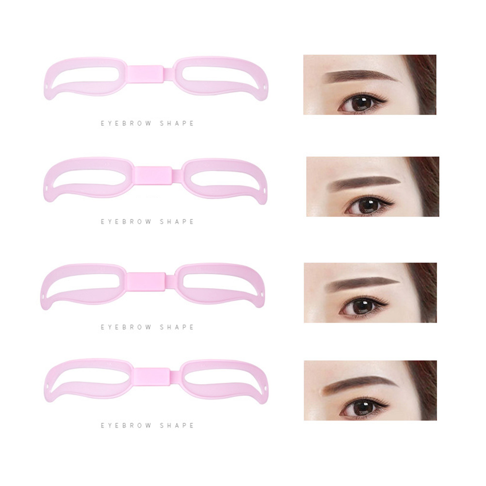 5 Sets/20pcs Lash Kit Eyebrow Assistant Suit Tool Reusable Card Grooming Stencil Pink Miss