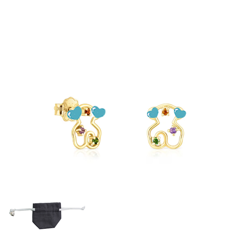 ED-14 High quality original logo of Spanish nobility Silver and silver vermeil St. Tropez Spiral earrings with bear