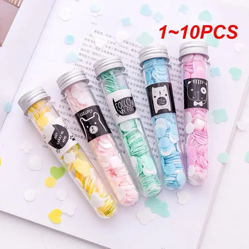 1~10PCS Toilet Paper Outdoor Portable Confetti Foam Flower Fertilizer Soap Tablet Travel Clean Tube Bottle Hand Wash Soap o240629