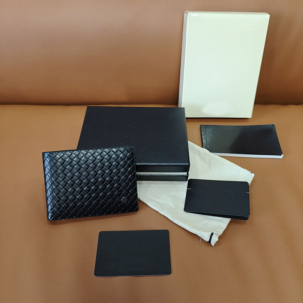 Men Wallet Brand Designer Bag Card Holder Braided Leather Short Coin Purse Original Box Pen Organizer Mini wallet