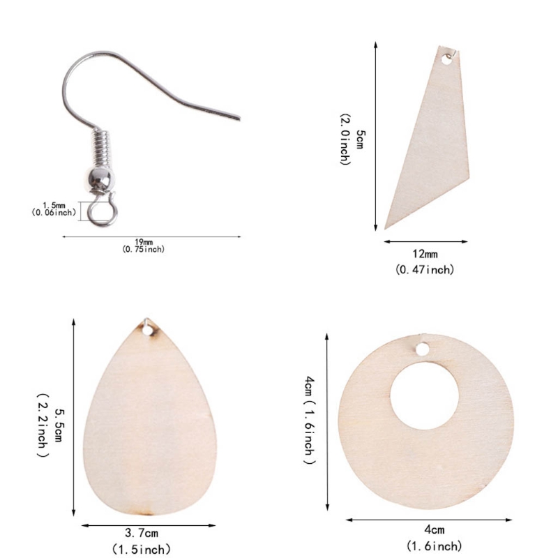 60 Pieces Unfinished Wooden Earrings Pendants Blank Teardrop and Tapered Cutout Pendants Jewelry Making DIY Crafts