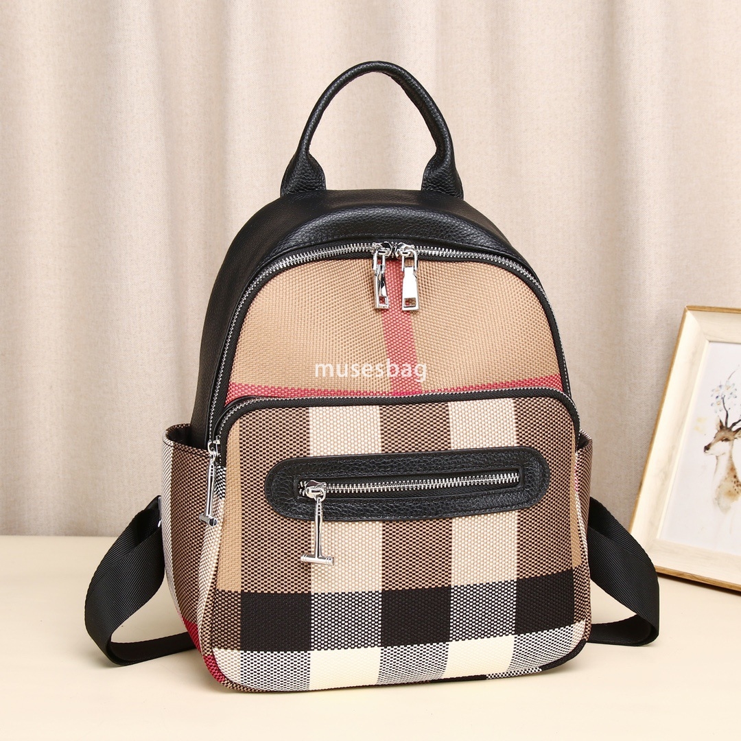 European and American retro leather canvas backpack women's new trendy crossbody bag small backpack commuting student party backpack