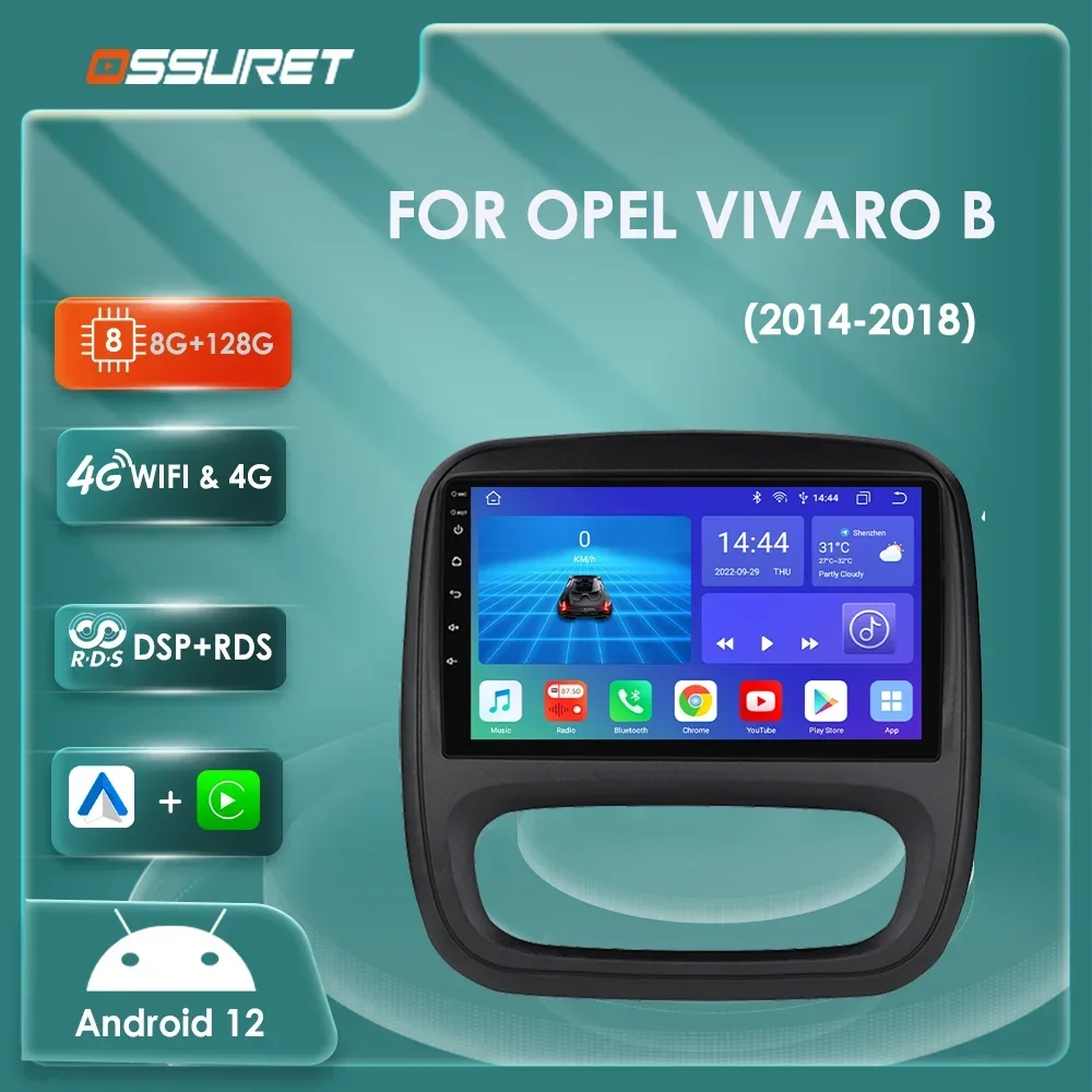 Android 12 Car Auto Radio multimedia Video player for Opel Vivaro B 2014-2021 Renault Trafic 3 2din Gps Navi Stereo 4G Carplay