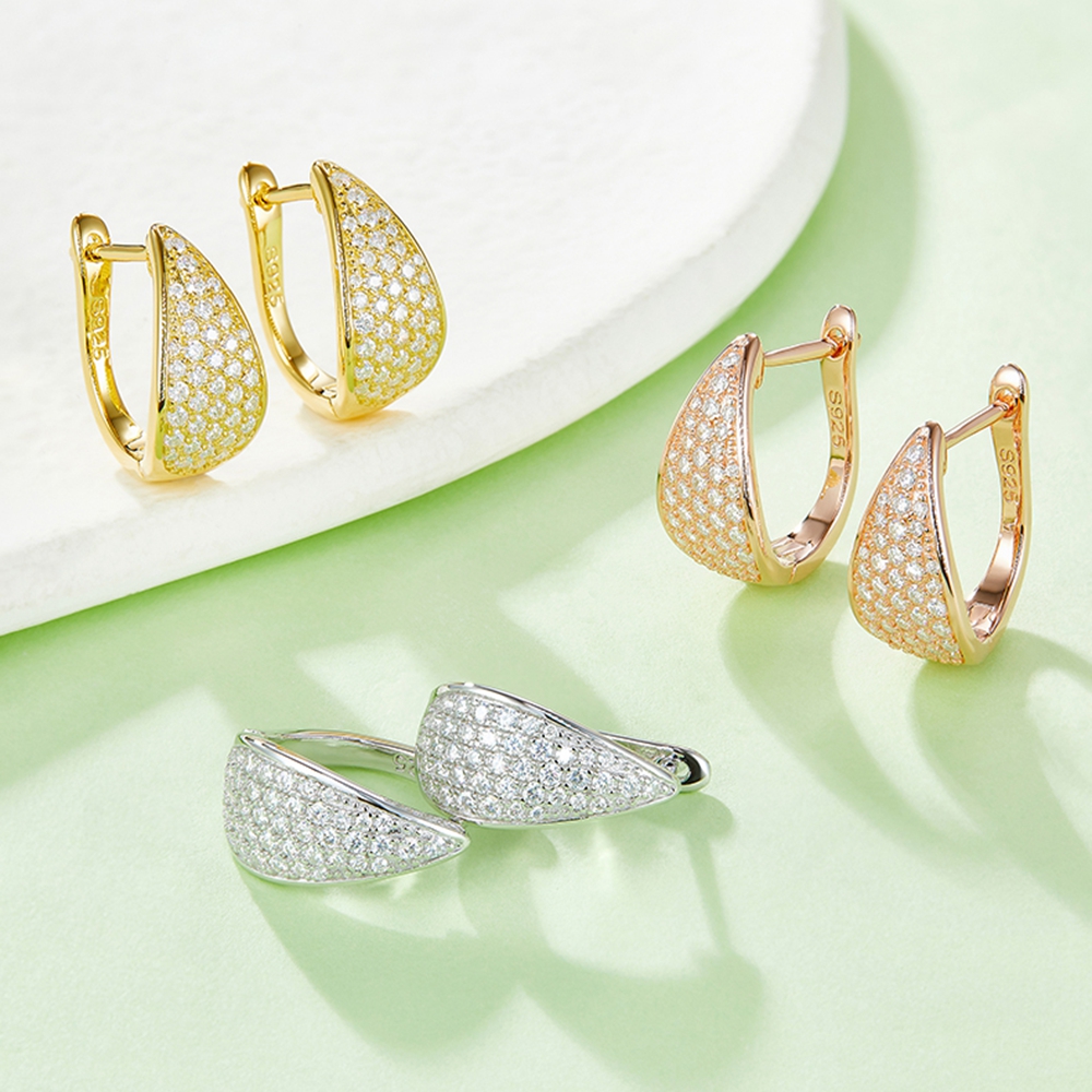 Vinregem 18K Gold Plated GRA 3EX VVS D Moissanite Diamonds Gemstone Water Drop Hoop Earrings 925 Sterling Silver Fine Jewelry