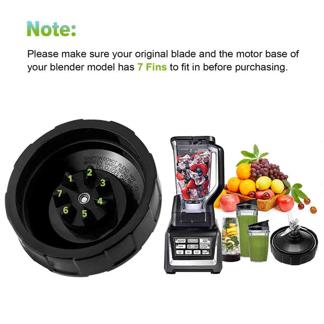 7 Fins Blender Blade Replacement Parts for Nutri Ninja Auto-IQ Blender Attachments with Sealing Ring Juicer Accessories