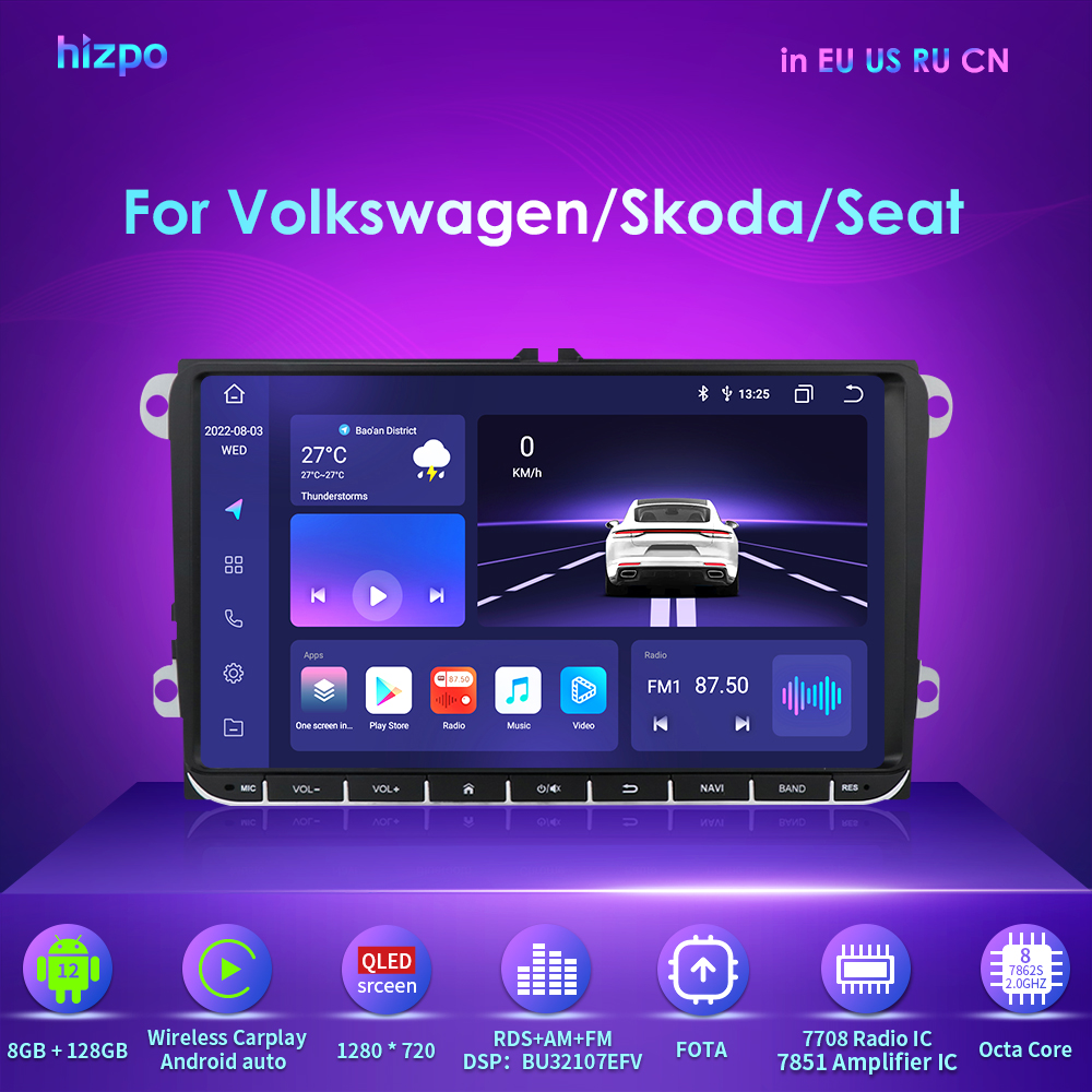 CarPlay Automotive Radio 2din Car Multimedia GPS For VW Passat B6 T5 B7 B8 Golf 5 6 Caddy POLO Touran Android Auto DAB RDS BT SD
