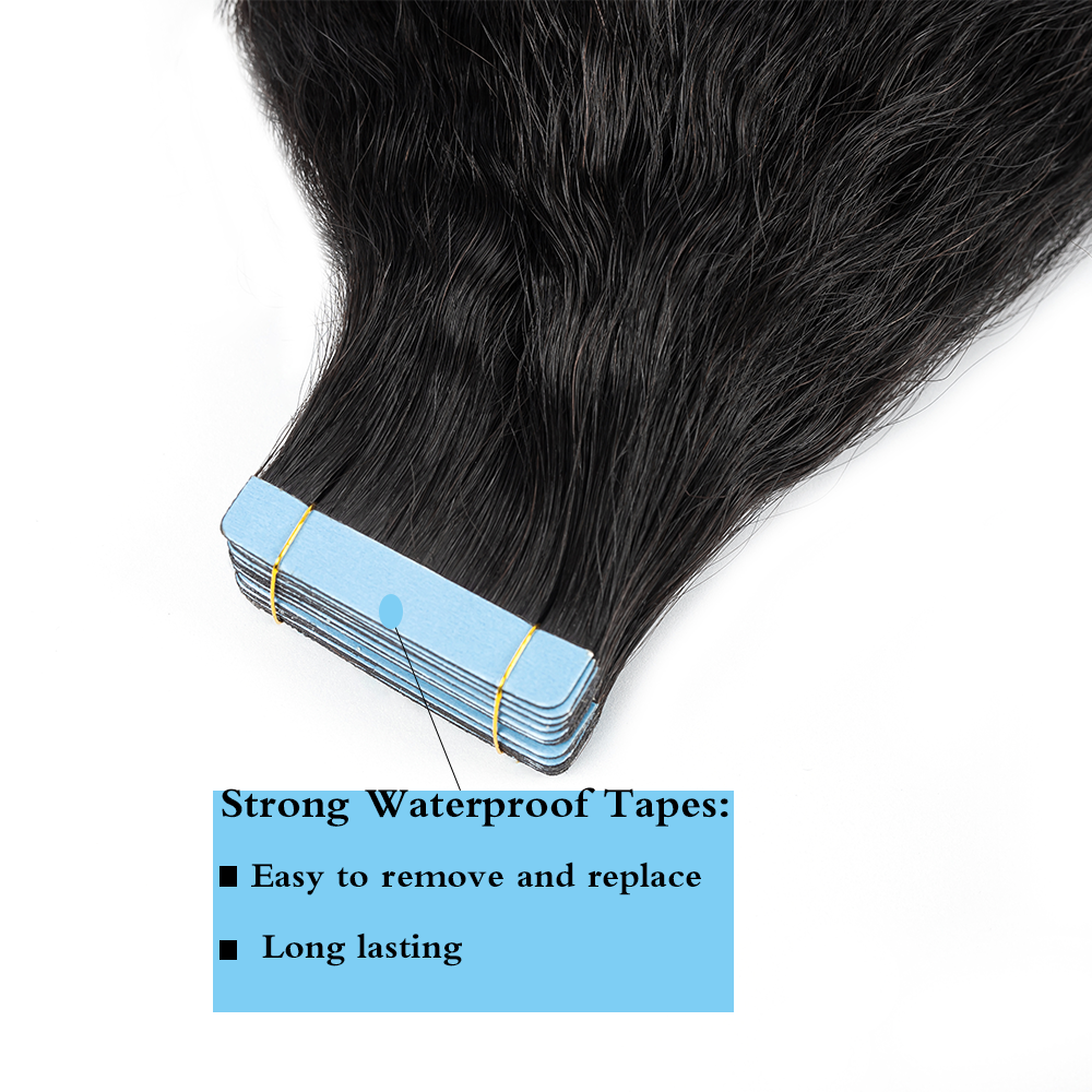 Kinky Straight Tape In Hair Extensions 12-24 Inches Natural Black 100% Remy Original Human Hair For Black Women Free Shipping