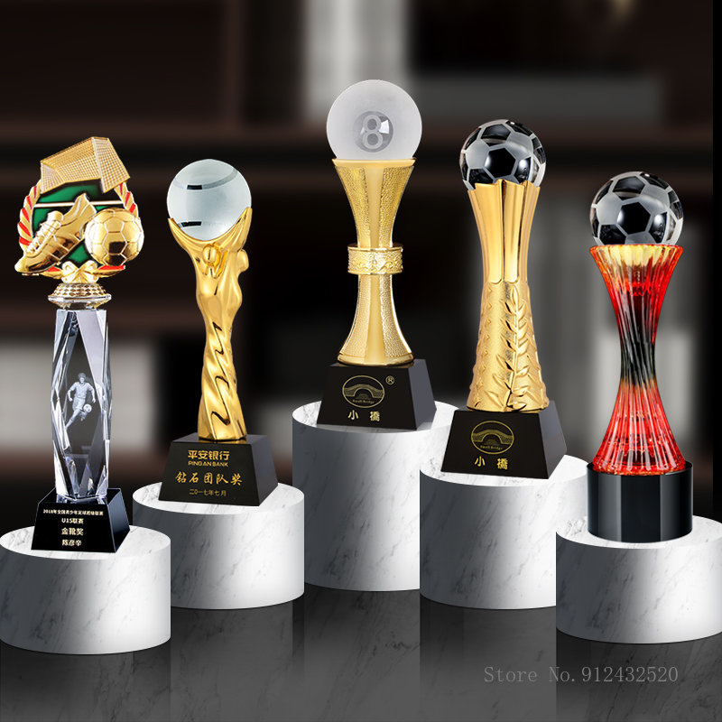 Customized Crystal Trophy, Sports Competition, Basketball, Football, Volleyball, Baseball, Table Tennis, Metal Trophy