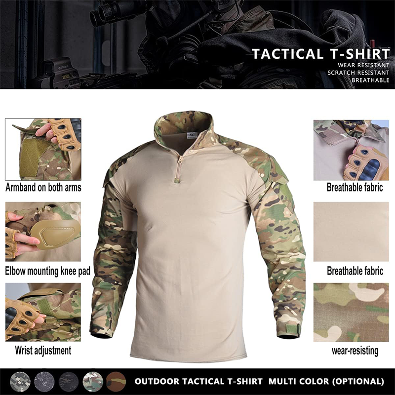 Outdoor Paintball Fishing Clothing Military Uniform Camo Hunting Suit Army Tactical Combat Long Shirt+Cargo Pants +4pcs Pads