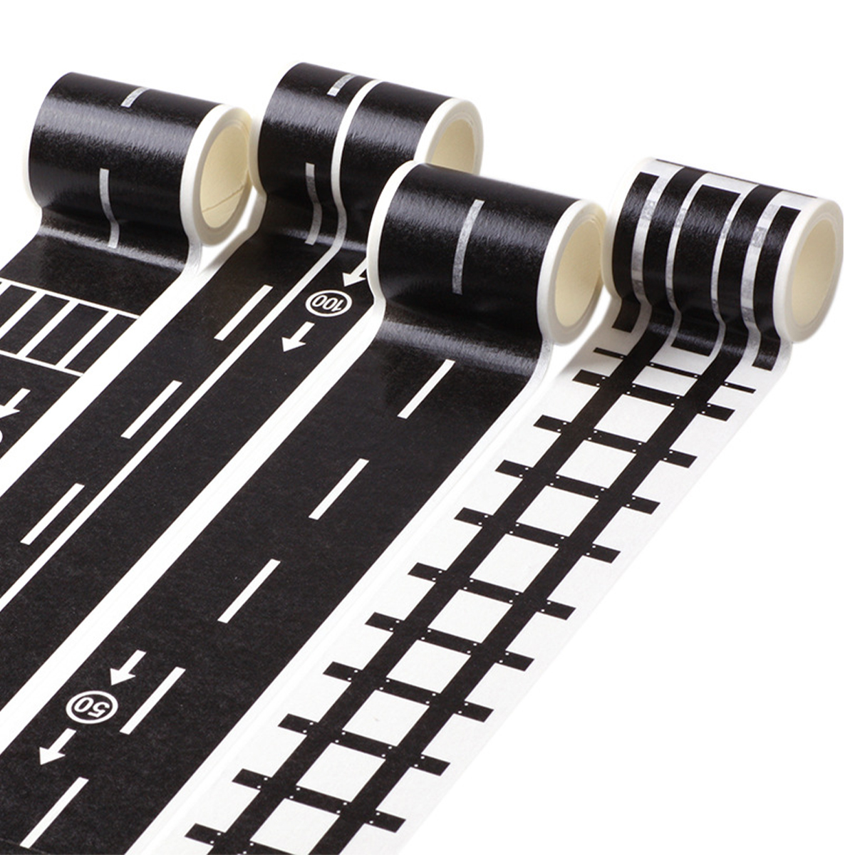 4 Rolls Car Stickers DIY Track Traffic Road Decal Kids Toy Slender Washi Tape Japanese Paper Child