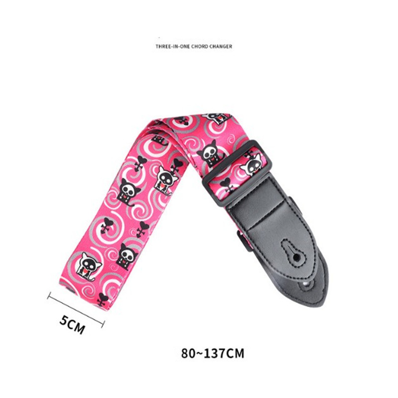 Creative Adjustable Widened Acoustic Guitar Strap Leather Head Shoulder Strap for Guitar Bass Ukulele Solid Parts Accessories